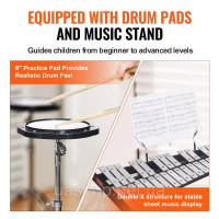 Vevor 316269 Glockenspiel Xylophone 32 Tones Bell Set Molets Stand and Practice Pad