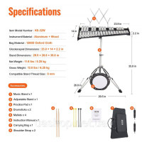 Vevor 316269 Glockenspiel Xylophone 32 Tones Bell Set Molets Stand and Practice Pad