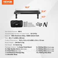 Vevor 316278 педалборд для гітари 508 x 280 мм алюмінієвий сплав 1,2 кг надлегкий, складаний педалборд для гітарних ефектів з