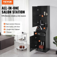 Vevor 315177 Салонна шафа для зберігання, перукарська станція для перукарів, комплект перукарської станції, з 3 тримачами для