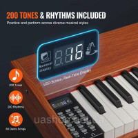 Vevor 316285 88 Key Digital Piano Електропіаніно Подвійна клавіатура Стійка на чотирьох ніжках