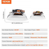 Vevor 316342 Комплект з 2 вбудованих колонок, стельових колонок, 150 Вт, бл