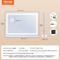 Vevor 315187 Дзеркало для макіяжу Голлівуд дзеркало косметичне 3 кольори туалетний столик 797х547мм