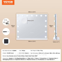 Vevor 315186 Косметичне дзеркало Hollywood косметичне кріплення USB 580х458мм біле Vevor 315186 Косметичне дзеркало Hollywood косметичне кріплення USB 580х458мм біле