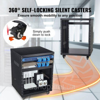 Vevor 316350 Стійка 12U AV Rack, вантажопідйомність 500 фунтів, мережева стереостійка для студії звукозапису з роликами, що Vevor 316350 Стійка 12U AV Rack, вантажопідйомність 500 фунтів, мережева стереостійка для студії звукозапису з роликами, що