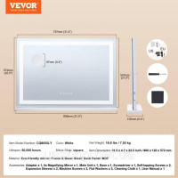 Vevor 315189 Косметичне дзеркало Hollywood 3 кольори Bluetooth USB 797x547мм