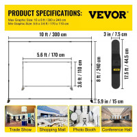 Vevor 315194 телескопічна трубчаста стійка для банера стійка для банера DM-ABS телескопічна система задника адаптивність стійка