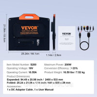 Vevor 316371 Комплект сонячних панелей 200 Вт, монокристалічний сонячний модуль 18 В, водонепроникний поверхневий ETFE (IP67), Vevor 316371 Комплект сонячних панелей 200 Вт, монокристалічний сонячний модуль 18 В, водонепроникний поверхневий ETFE (IP67),