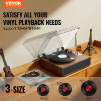 Vevor 316373 Bluetooth вертушка ремінна передача 3 швидкості 10W динамік 18/25/30см