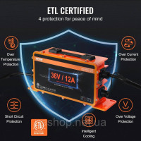 Vevor 316375 36 Вольт 12 AMP Розумний зарядний пристрій для гольф-карта EZGO D-Style IP67 ETL