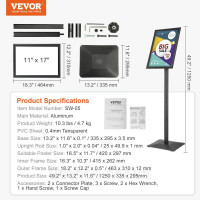 Vevor 315196 Інформаційний стенд з металевою основою 420 x 297 мм Інформаційний стенд Регульований кут огляду за допомогою Vevor 315196 Інформаційний стенд з металевою основою 420 x 297 мм Інформаційний стенд Регульований кут огляду за допомогою