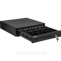 Vevor 315207 Касова шухляда 40,64 см, квадратна, грошова шухляда, 3 способи розблокування, роз'єм RJ11/RJ12, 5 відділень для купюр