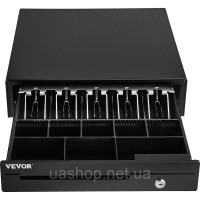 Vevor 315207 Касова шухляда 40,64 см, квадратна, грошова шухляда, 3 способи розблокування, роз'єм RJ11/RJ12, 5 відділень для купюр