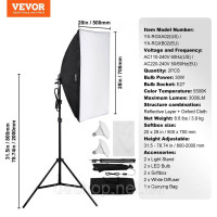 Vevor 316400 Набір софтбоксів, 50x70 см, професійний фотостудійний набір зі світлодіодними лампами 30 Вт 5500K, майже природне