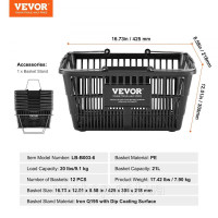 Vevor 315250 Кошик 12 предметів 21л із залізною ручкою та підставкою чорний Vevor 315250 Кошик 12 предметів 21л із залізною ручкою та підставкою чорний