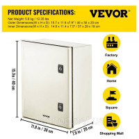 Vevor 316479 Корпус зі скловолокна NEMA, 40 x 30 x 20 см. Розподільча шафа зі скловолокна NEMA 3X, водонепроникність і Vevor 316479 Корпус зі скловолокна NEMA, 40 x 30 x 20 см. Розподільча шафа зі скловолокна NEMA 3X, водонепроникність і