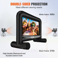 Vevor 315314 Надувний проекційний ПВХ екран для проектора 215,9 см 1080P, 4K, 3D, HDR Зовнішній внутрішній портативний проектор Vevor 315314 Надувний проекційний ПВХ екран для проектора 215,9 см 1080P, 4K, 3D, HDR Зовнішній внутрішній портативний проектор