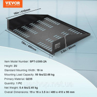 Vevor 316486 2U полка серверна шафа 406мм глибина мережева шафа серверна стійка полиця