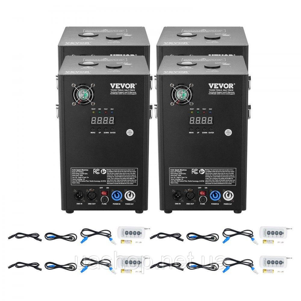 Vevor 316501 4x Spark Machine 700 Вт Піротехнічна машина Алюмінієвий сплав Контролер DMX Регульована 2-5 м Cold Spark Machine 7 хв