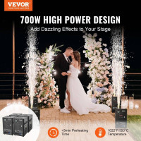 Vevor 316501 4x Spark Machine 700 Вт Піротехнічна машина Алюмінієвий сплав Контролер DMX Регульована 2-5 м Cold Spark Machine 7 хв
