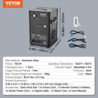 Vevor 316501 4x Spark Machine 700 Вт Піротехнічна машина Алюмінієвий сплав Контролер DMX Регульована 2-5 м Cold Spark Machine 7 хв