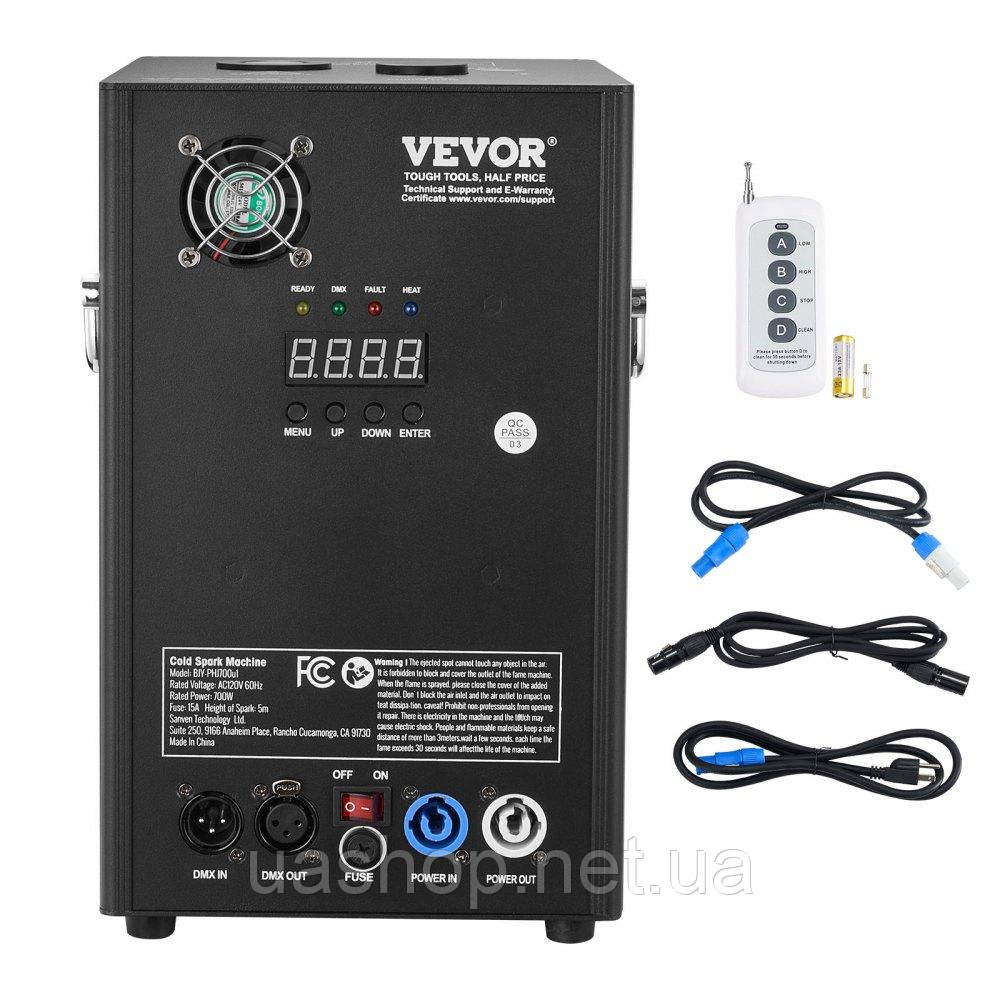Vevor 316502 Spark Machine 700 Вт Піротехнічна машина Алюмінієвий сплав Контролер DMX Регульований 2-5 м Cold Spark Machine 7 хв