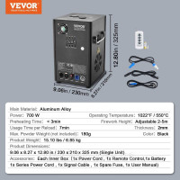 Vevor 316502 Spark Machine 700 Вт Піротехнічна машина Алюмінієвий сплав Контролер DMX Регульований 2-5 м Cold Spark Machine 7 хв