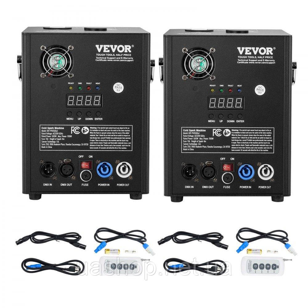 Vevor 316504 2x Spark Machine 500 Вт Піротехнічна машина Алюмінієвий сплав Контролер DMX Регульована 2-4 м Cold Spark Machine 7 хв