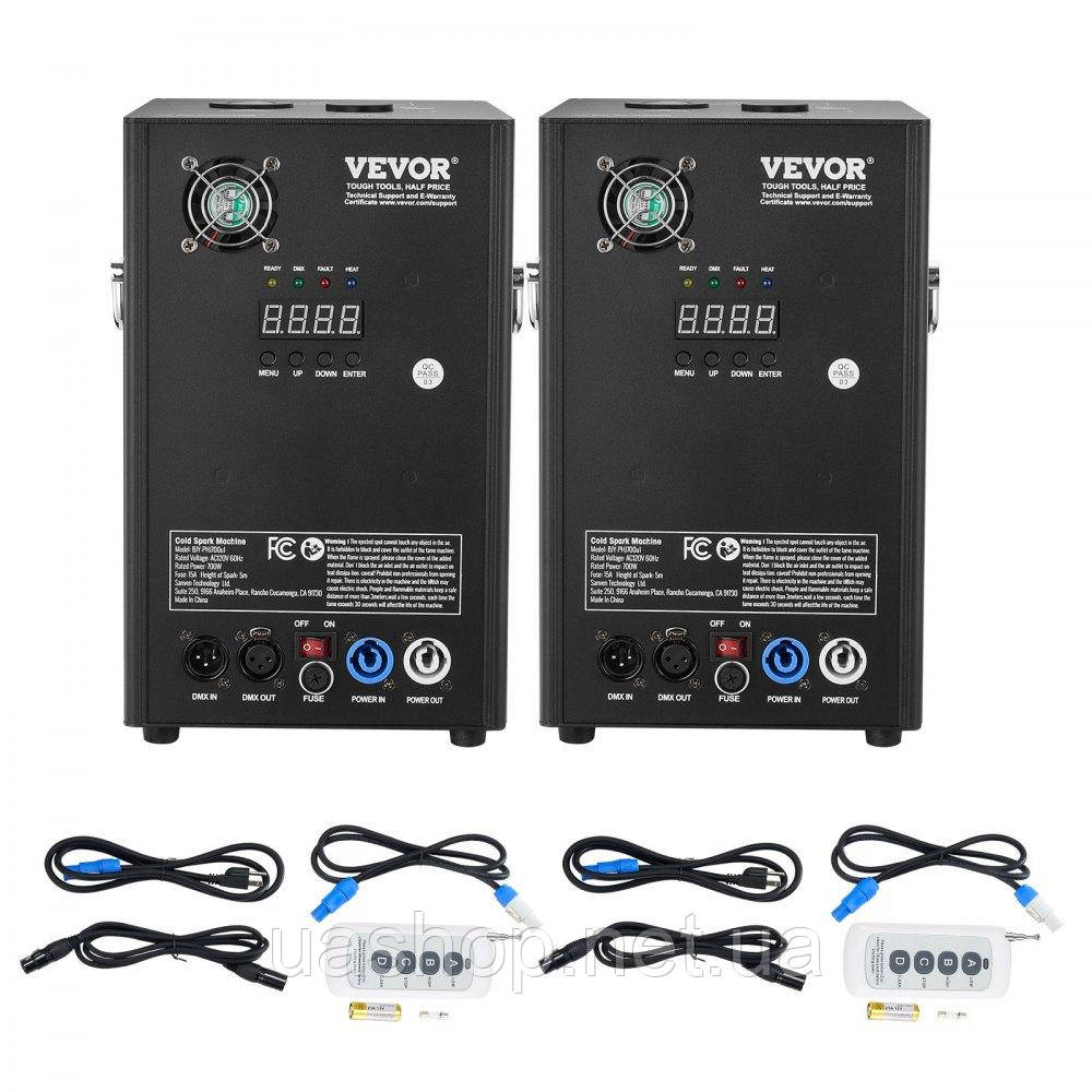 Vevor 316505 2x Spark Machine 700 Вт Піротехнічна машина Алюмінієвий сплав Контролер DMX Регульована 2-5 м Cold Spark Machine 7 хв