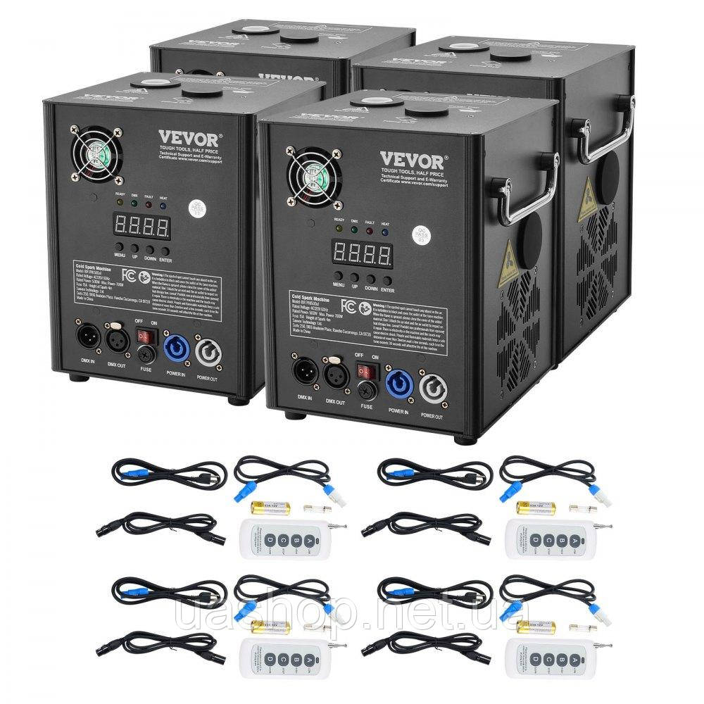 Vevor 316506 4x Spark Machine 500 Вт Піротехнічна машина Алюмінієвий сплав Контролер DMX Регульована 2-4 м Cold Spark Machine 7 хв