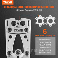 Vevor 316511 Обтискні кліщі кліщі для кабельних наконечників 6-50 мм², обтискні кліщі для акумуляторних кабелів 10-1/0 AWG для