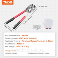 Vevor 316511 Обтискні кліщі кліщі для кабельних наконечників 6-50 мм², обтискні кліщі для акумуляторних кабелів 10-1/0 AWG для