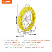 Vevor 316517 Знімач для рибної стрічки зі скловолокна 200 м, дротяний трос 6,35 мм, для прокладання каналів