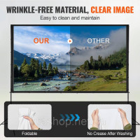 Vevor 315360 Project Beamer Casbans з підставкою 304,8 см HD 4K відкритий внутрішній екран проектора швидко складного портативного