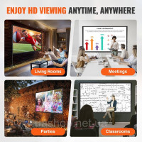 Vevor 315360 Project Beamer Casbans з підставкою 304,8 см HD 4K відкритий внутрішній екран проектора швидко складного портативного