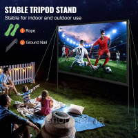 Vevor 315348 Полотно проектора Projector з підставкою 304,8 см HD 4K відкритий внутрішній екран проектора швидко складного