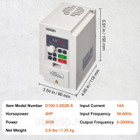 Vevor 316552 Частотний перетворювач 4HP 1/3-фазний змінний струм 220 В вхід на 3-фазний змінний струм Vevor 316552 Частотний перетворювач 4HP 1/3-фазний змінний струм 220 В вхід на 3-фазний змінний струм