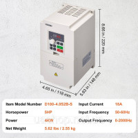 Vevor 316554 Частотний перетворювач 5HP 1/3 фази змінного струму 220 В на 3 фази змінного струму 0-220 В