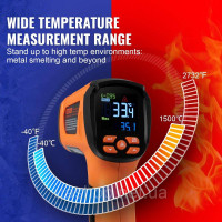 Vevor 316559 Інфрачервоний термометр IR 50:1 Пірометр -40°C до 1500°C Лазерний термометр 180x120x60мм Термометр не для тіла людини Vevor 316559 Інфрачервоний термометр IR 50:1 Пірометр -40°C до 1500°C Лазерний термометр 180x120x60мм Термометр не для тіла людини