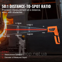 Vevor 316559 Інфрачервоний термометр IR 50:1 Пірометр -40°C до 1500°C Лазерний термометр 180x120x60мм Термометр не для тіла людини Vevor 316559 Інфрачервоний термометр IR 50:1 Пірометр -40°C до 1500°C Лазерний термометр 180x120x60мм Термометр не для тіла людини