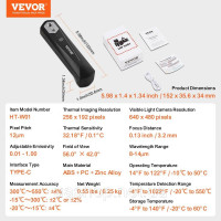Vevor 316560 Тепловізійна камера для Android та IOS з роздільною здатністю 256 x 192 ІЧ з WLAN Vevor 316560 Тепловізійна камера для Android та IOS з роздільною здатністю 256 x 192 ІЧ з WLAN