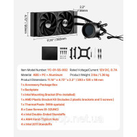 Vevor 316591 Liquid Cooler AIO CPU Water Cooler із 120-мм вентиляторами PWN Intel AMD Vevor 316591 Liquid Cooler AIO CPU Water Cooler із 120-мм вентиляторами PWN Intel AMD