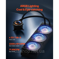 Vevor 316592 Liquid Cooler AIO CPU Water Cooler ARGB Light 3x 120mm PWN Fans Vevor 316592 Liquid Cooler AIO CPU Water Cooler ARGB Light 3x 120mm PWN Fans