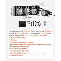 Vevor 316592 Liquid Cooler AIO CPU Water Cooler ARGB Light 3x 120mm PWN Fans Vevor 316592 Liquid Cooler AIO CPU Water Cooler ARGB Light 3x 120mm PWN Fans