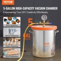 Vevor 316629 Вакуумна камера 19 L Вакуумна дегазаційна камера з нержавіючої сталі (діаметр 28 см, висота 30 см) Вакуумний насос