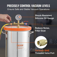 Vevor 316629 Вакуумна камера 19 L Вакуумна дегазаційна камера з нержавіючої сталі (діаметр 28 см, висота 30 см) Вакуумний насос