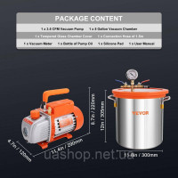 *Vevor 316632 Багатофункціональний насос вакуумний насос з вакуумною камерою 19л 100л/хв вакуумний насос 150Вт змінного струму