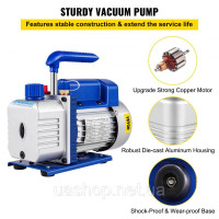 Vevor 316633 Роторний вакуумний насос 9 Cfm 1HP з 2-ступінчастим манометром тиску холодоагенту Інструменти Системи кондиціонування Vevor 316633 Роторний вакуумний насос 9 Cfm 1HP з 2-ступінчастим манометром тиску холодоагенту Інструменти Системи кондиціонування