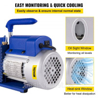 Vevor 316633 Роторний вакуумний насос 9 Cfm 1HP з 2-ступінчастим манометром тиску холодоагенту Інструменти Системи кондиціонування Vevor 316633 Роторний вакуумний насос 9 Cfm 1HP з 2-ступінчастим манометром тиску холодоагенту Інструменти Системи кондиціонування