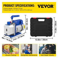 Vevor 316659 Вакуумний насос 220 В 50 Гц Вакуумний насос Вакуумне обладнання Насос 1720 U Вакуумний насос для холодоагенту